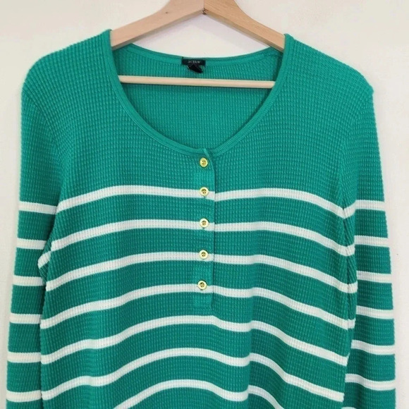 J.Crew Thermal Henley  Striped Long Sleeve Top - Picture 3 of 12